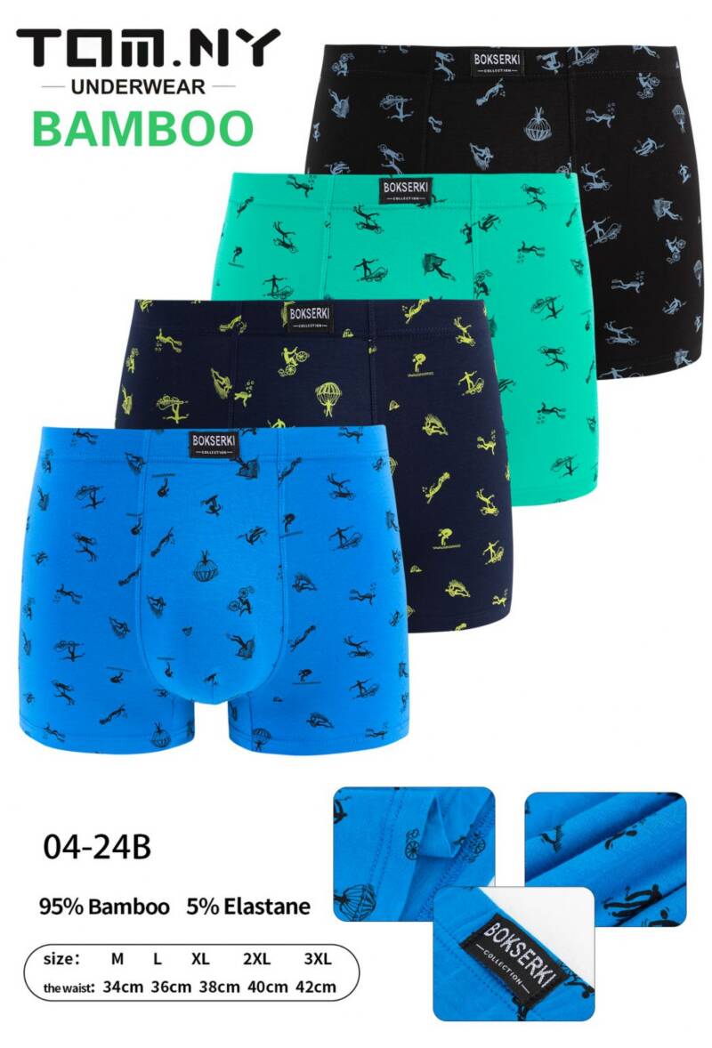 Bokserki męskie Roz M-3XL, Mix kolor Paczka 24 szt